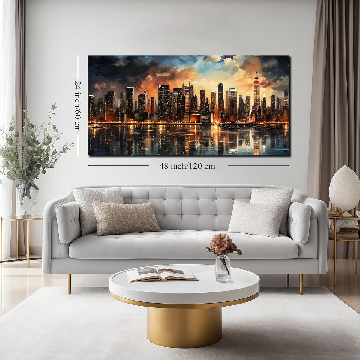 New York Skyline Wall Art for Living Room Modern Canvas Wall Art for Bedroom Above Bed Large Art