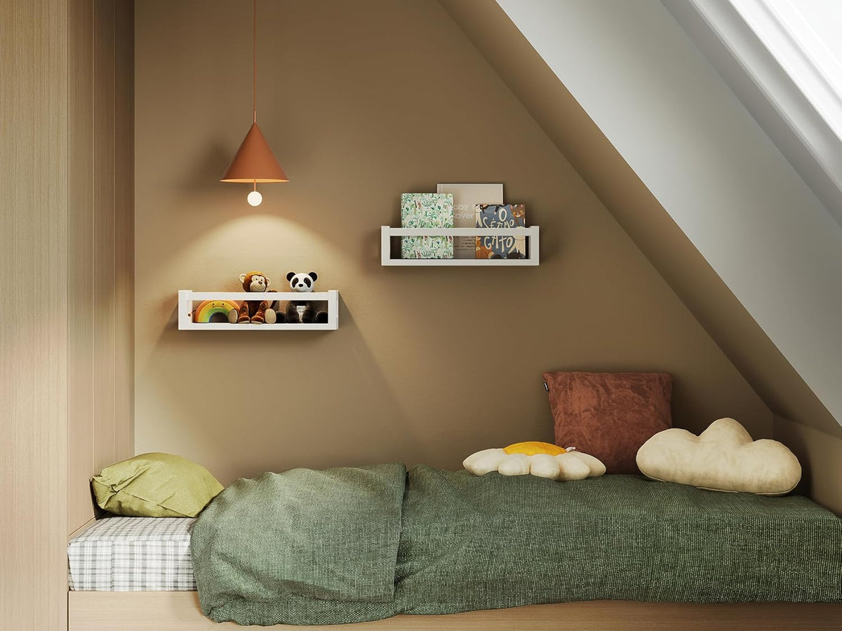 Upgraded Thick Floating Shelves - Multi-Use Wall-Mounted Bookshelves for Kids and Nursery, Ideal