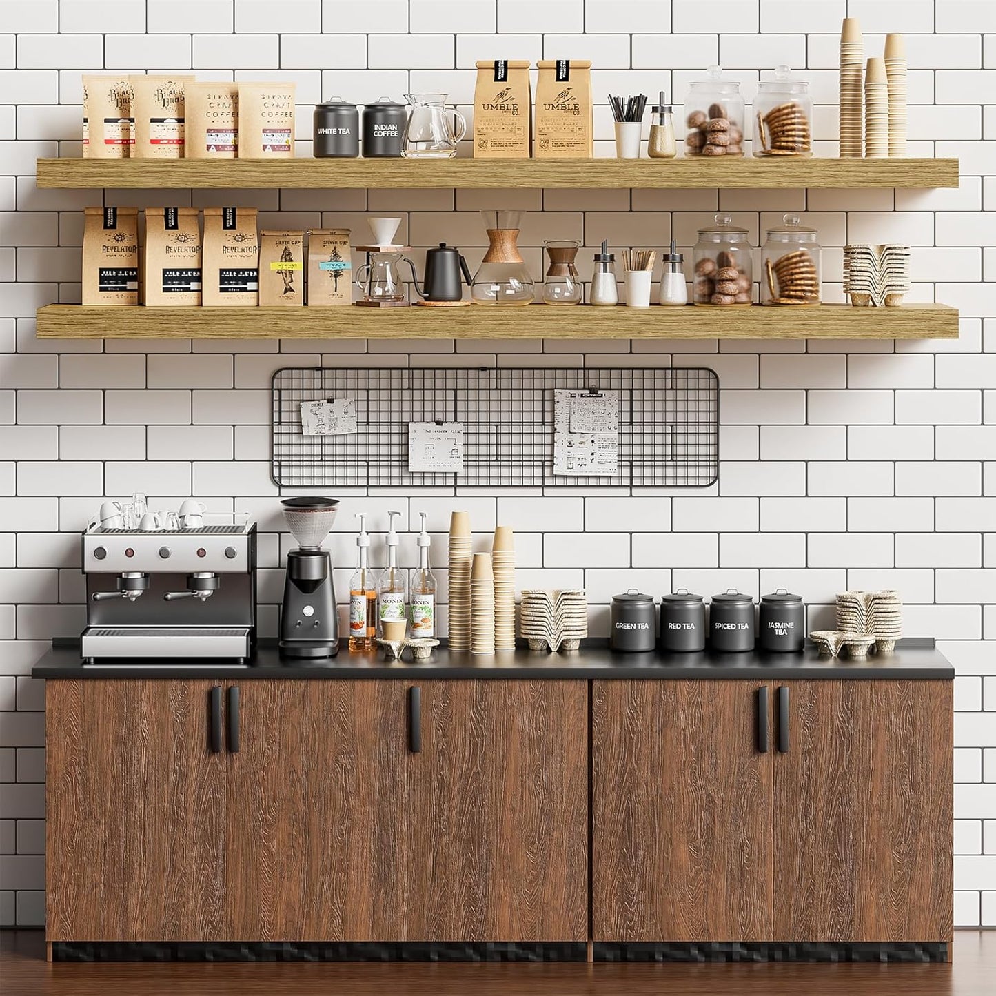 Heimlove 55 Inch Long Floating Shelves for Wall,9.3" Deep Oak Floating Shelves Set of 2,Large