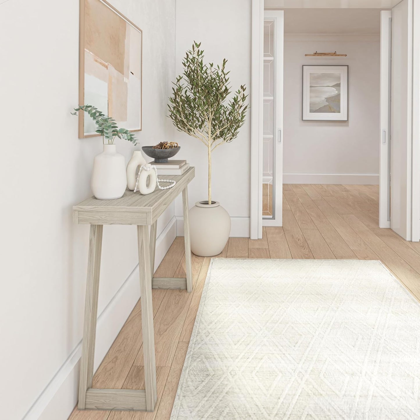 Plank+Beam Solid Wood Console Table, 46.25 Inch, Sofa Table, Narrow Entryway Table for Hallway