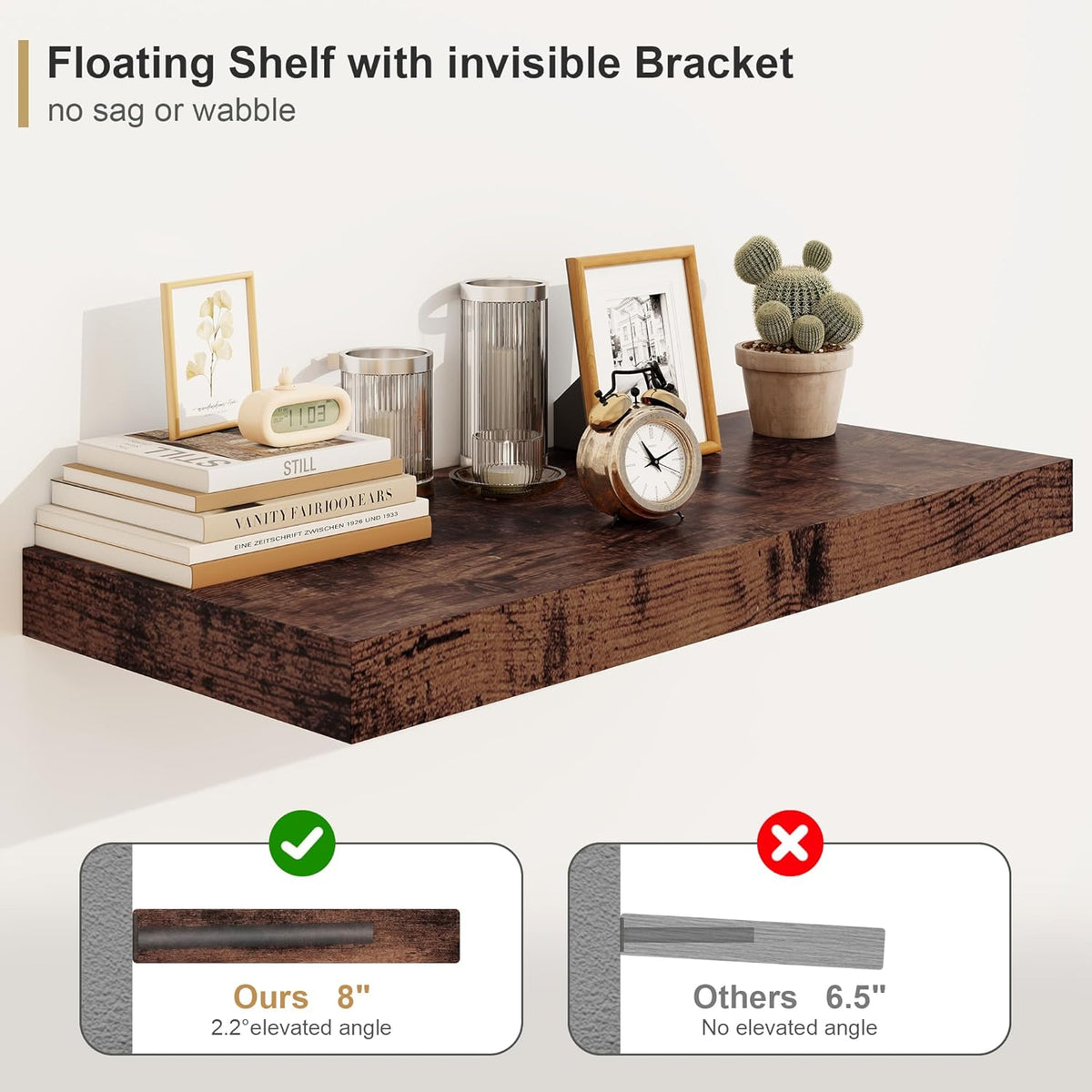 Heimlove Bathroom 12'' Deep Floating Shelves for Wall - Shelf Over Toilet Wall Mounted Farmhouse 24