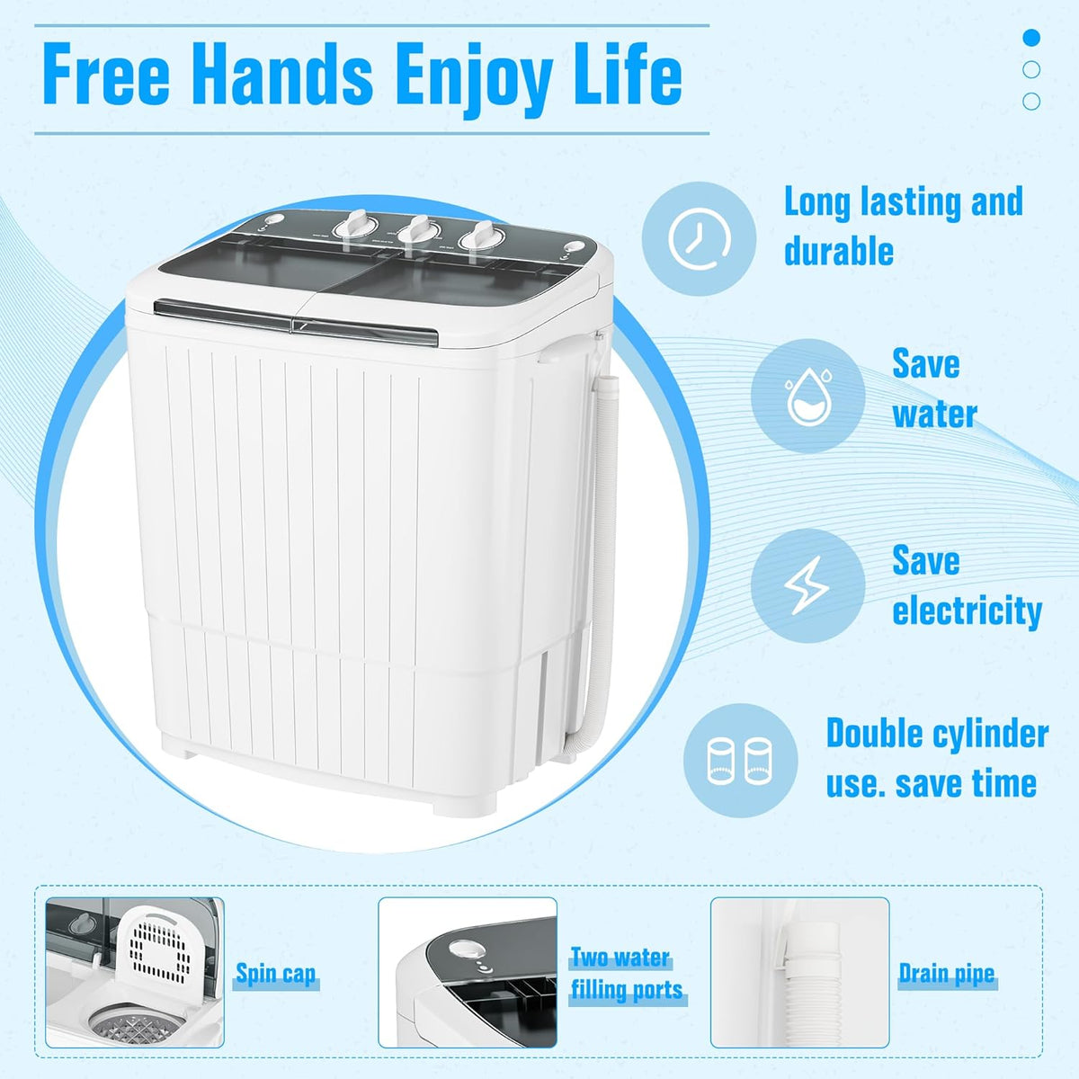 Pataku Portable Washing Machine, 17.6 Lbs Compact Mini Washer and Dryer Combo,Twin Tub Laundry