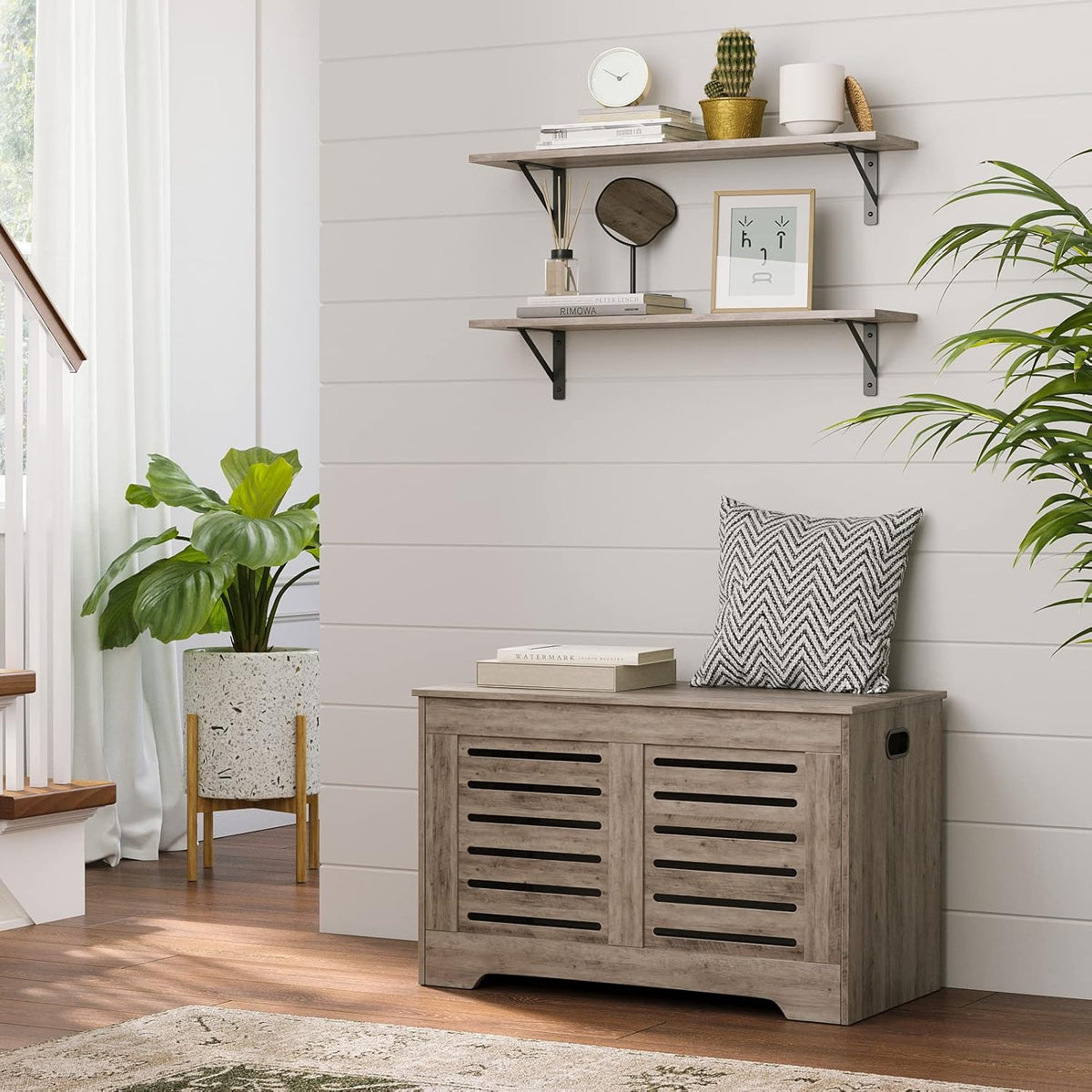 DINZI LVJ Wall Shelves, 23.6 x 7.9 x 6.1 Inch Floating Shelves for Wall, Set of 2, Easy-to-Install