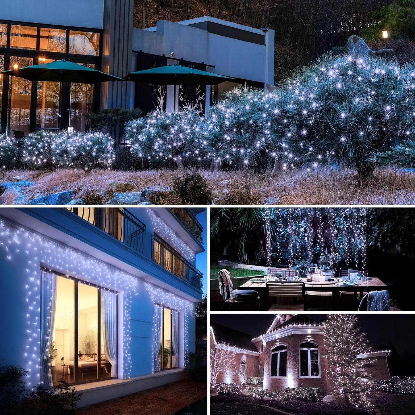 6-Pack Solar String Lights Outdoor, 480LED 198FT Solar Fairy Lights Waterproof 8 Modes Copper Wire