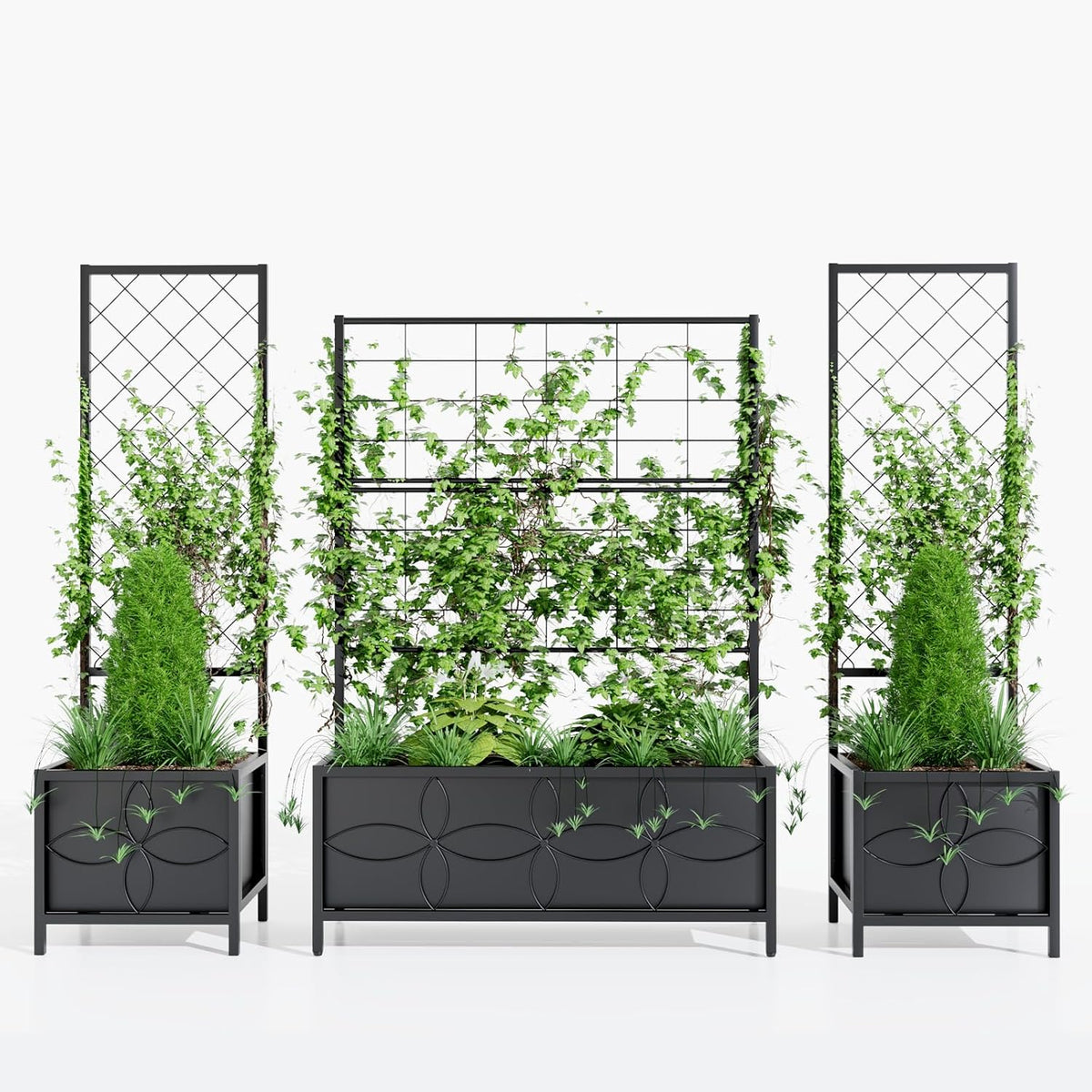 Zhongma Sturdy Raised Garden Bed with Trellis (15.75 x 35.43 x 48.8 in) for Vegetables Flower