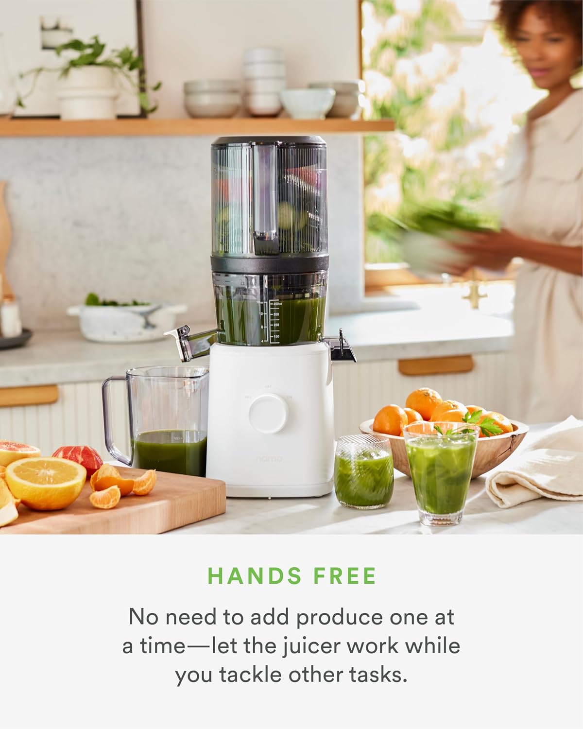 Nama J2 Cold Press Juicer – Self Feeding for Hands-Free Operation with Wide Mouth Hopper for Whole