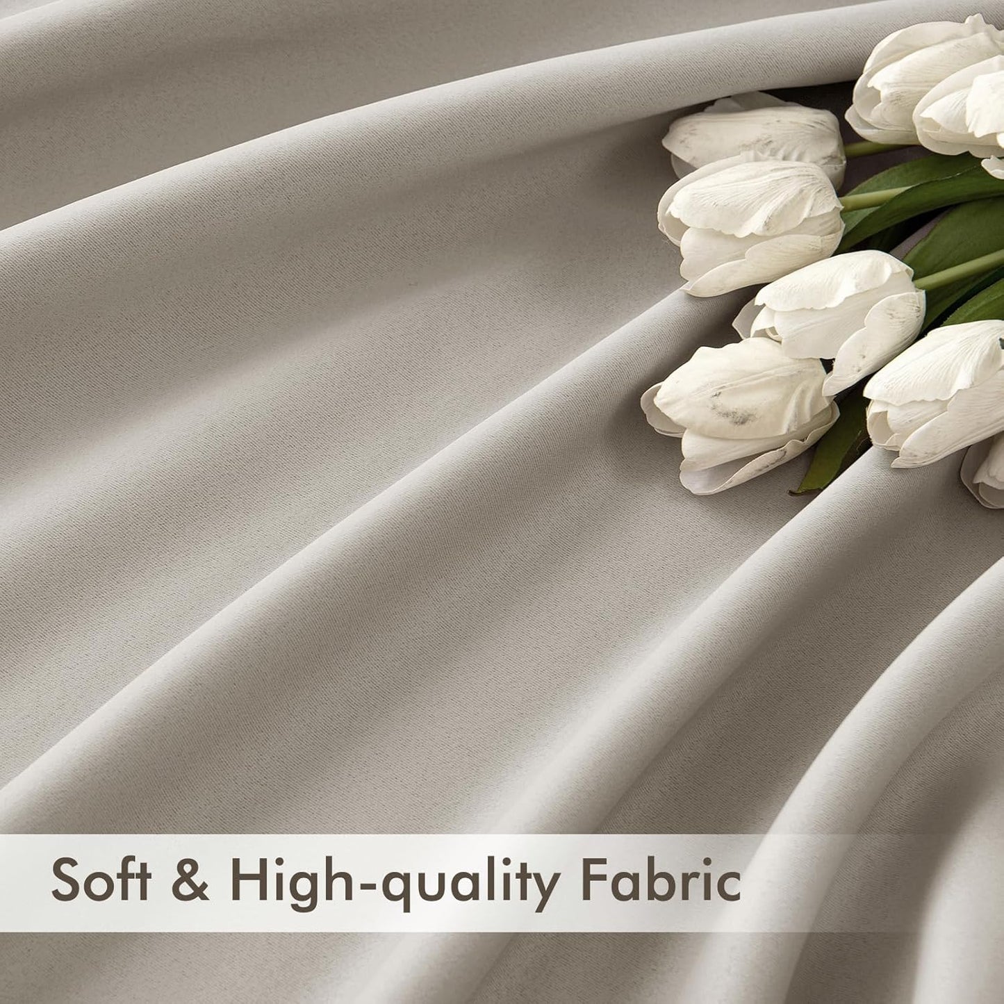 MIULEE Stone Back Tab Blackout Curtains 120 Inch Long 2 Panels Set for Bedroom, Rod Pocket/Pinch