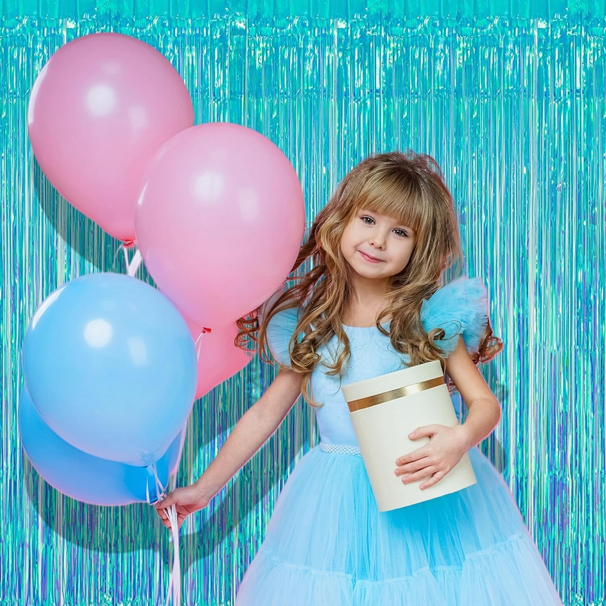 BRAVESHINE Party Decorations Iridescent Foil Fringe Backdrop - 2 Packs 3.2 x 6.5 ft Holographic