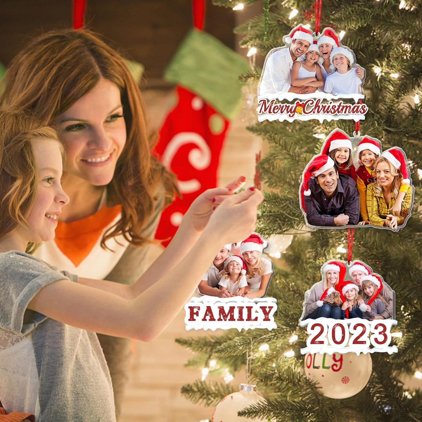 Personalized Photo Ornament Acrylic Custom Christmas Ornaments with Picture Customized Family