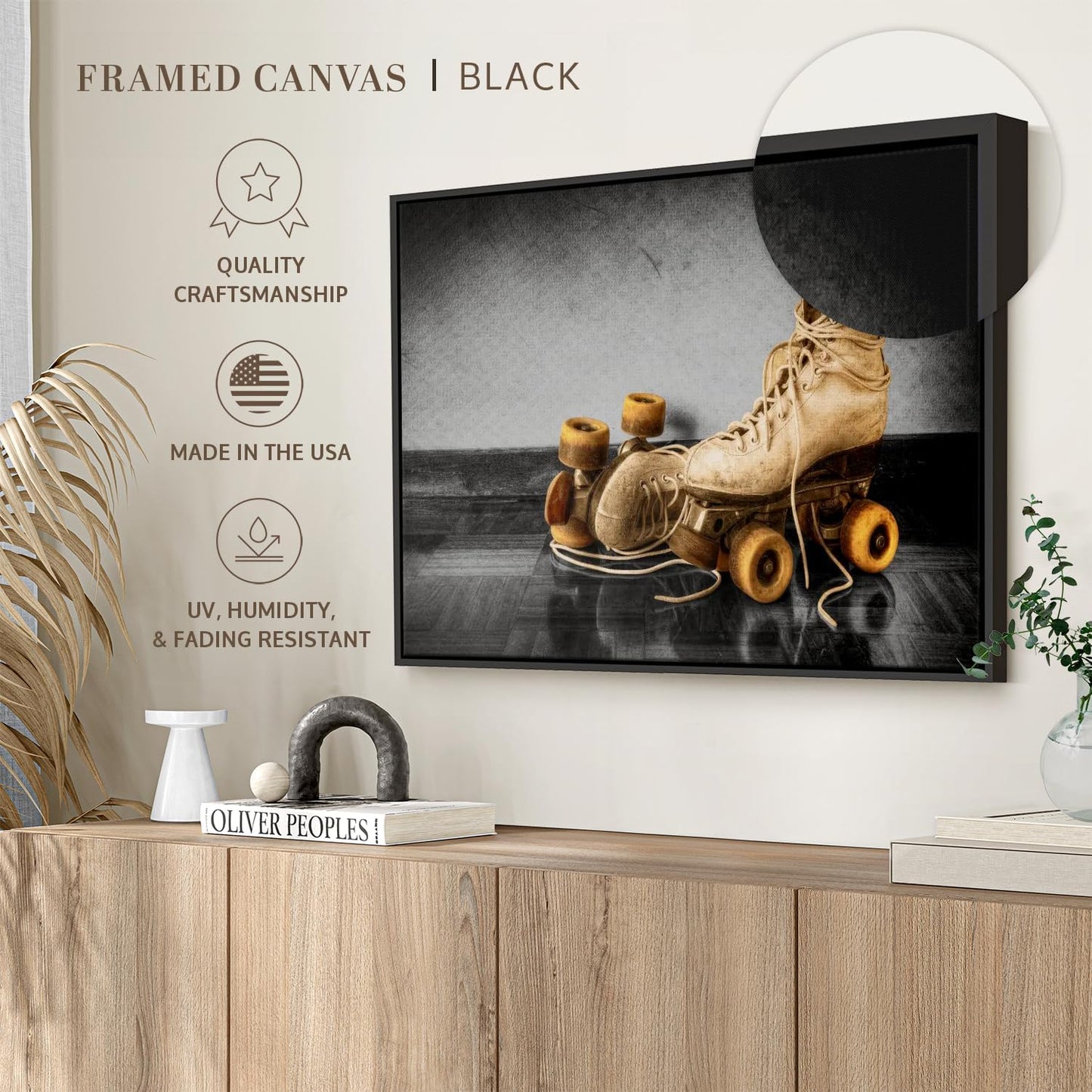 ElephantStock Vintage Skates Pop Wall Art - Horizontal Framed Canvas - 1-Piece Living Room Wall