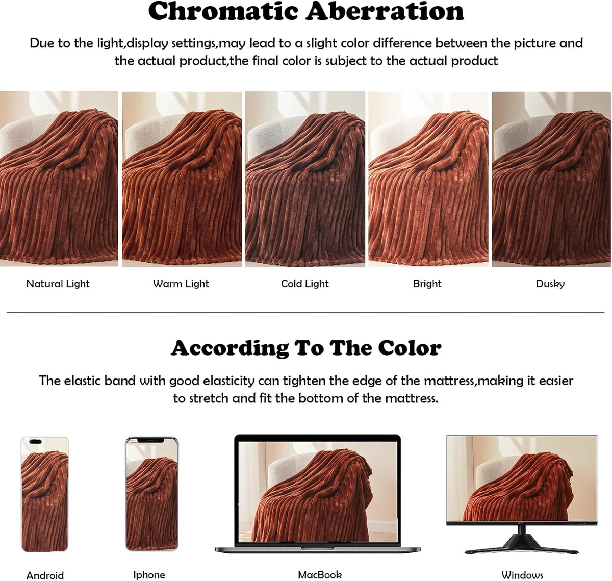 NEWCOSPLAY Super Soft King Blanket Coffee Premium Silky Flannel Fleece 3D Ribbed Jacquard
