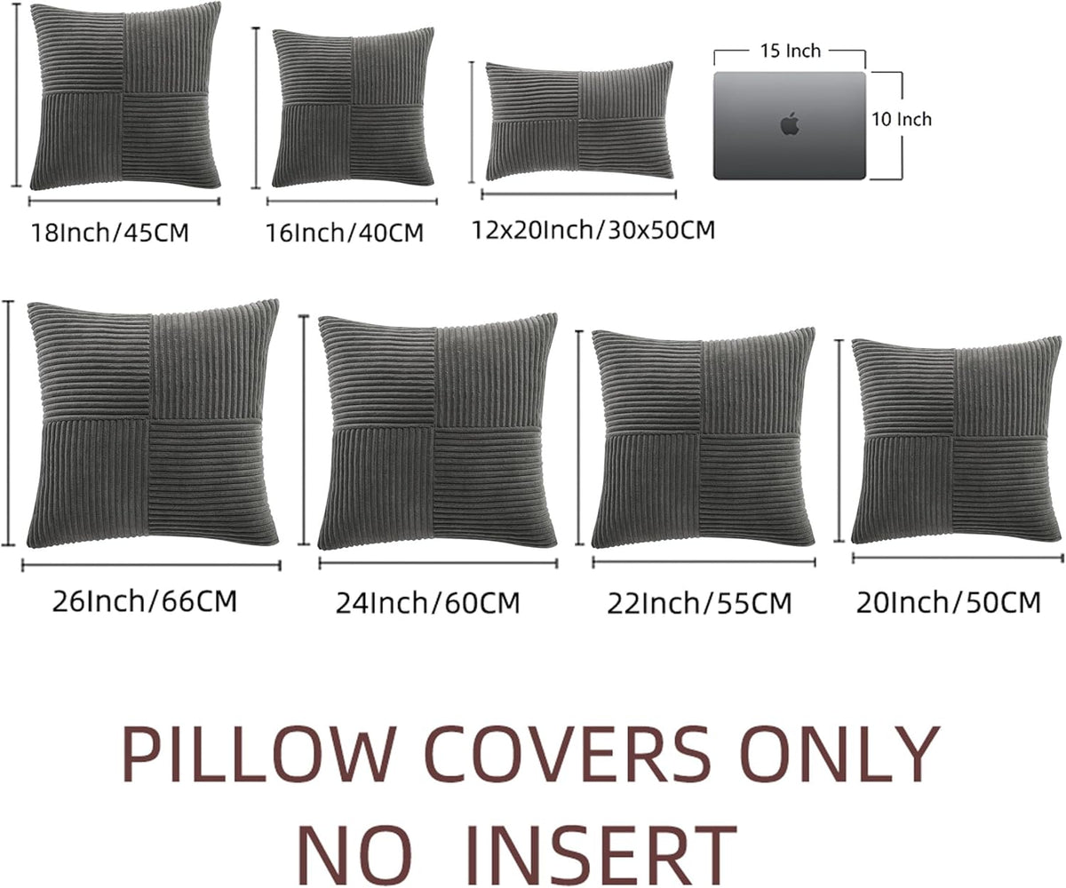 Fancy Homi 2 Packs Dark Gray Euro Decorative Throw Pillow Covers 26x26 Inch for Couch Bed Sofa