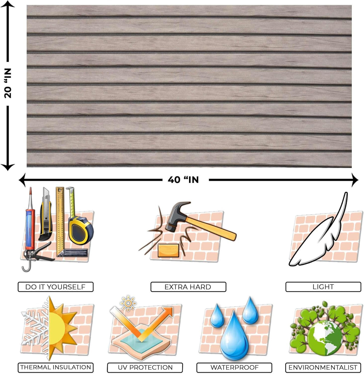 IZODEKOR 3D Wood Effect Wall Panels - Faux Wood Paneling for Living Room, Kitchen, Bathroom and