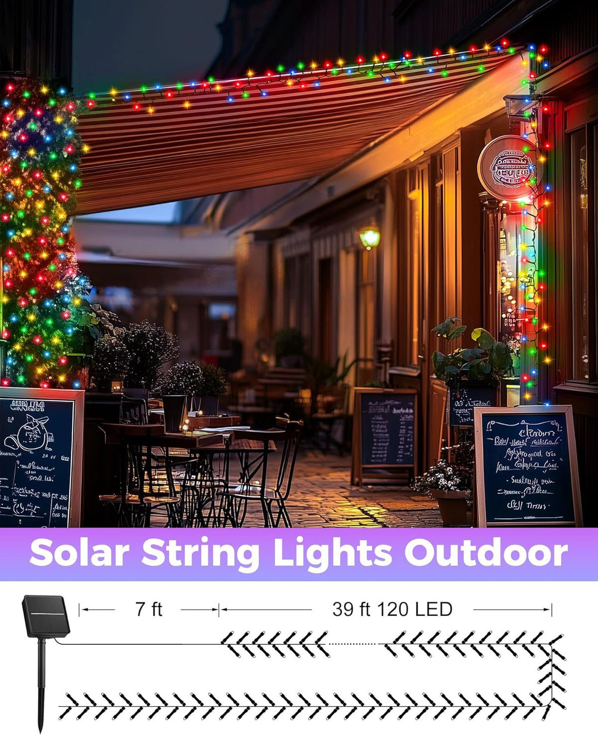 Brightown 2 Pack Solar String Lights Outdoor, Each 46Ft 120 LED Solar String Lights for Outside
