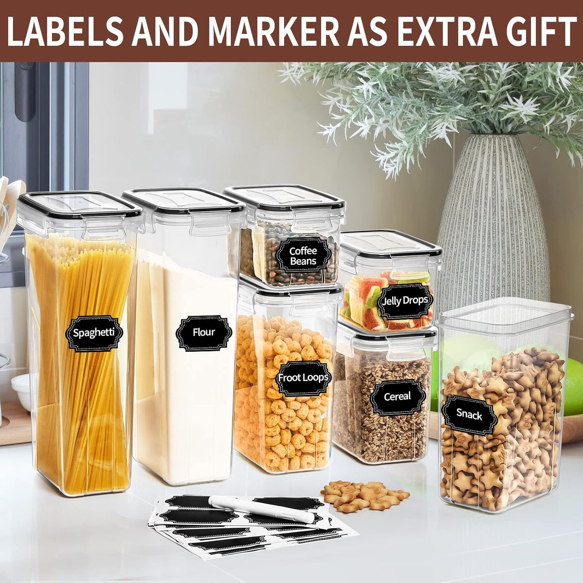 PRAKI Airtight Food Storage Containers Set with Lids - 24 PCS, BPA Free Kitchen and Pantry