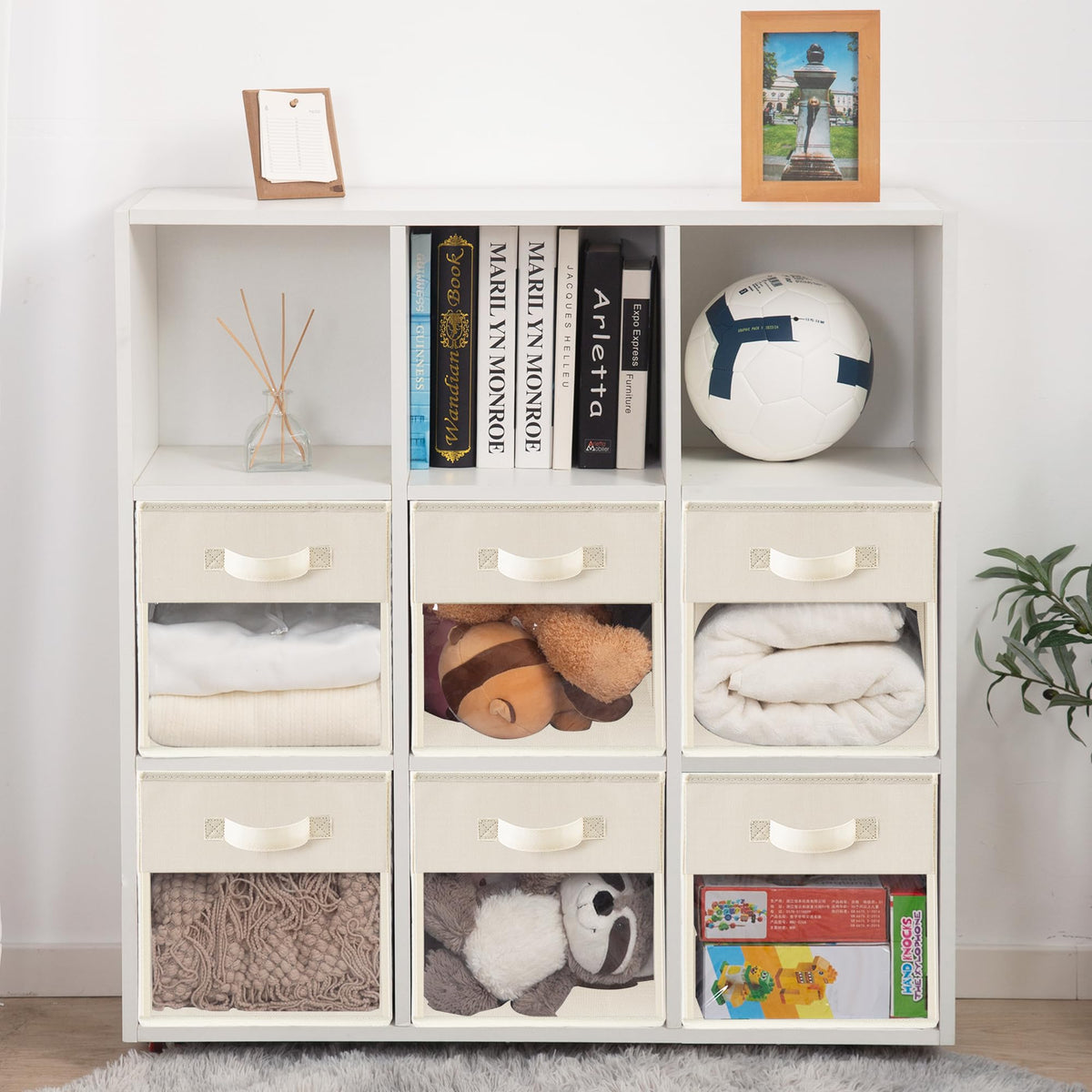 STORAGEIDEAS Storage Bins with Clear Window, 11x11 Storage Cubes, Collapsible Cube Storage Box