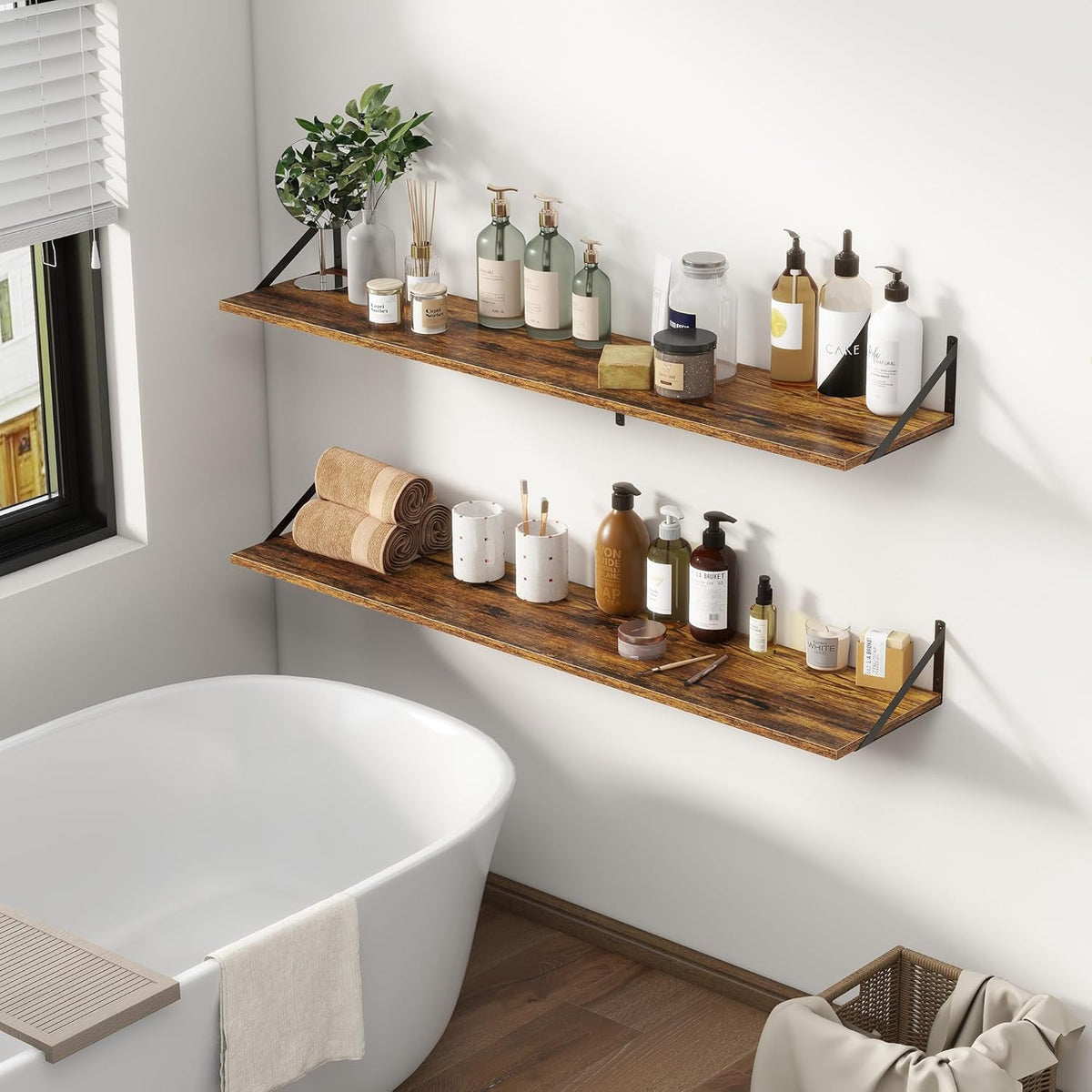 Fun Memories Deep Floating Shelves, 55W x 12D Floating Shelves for Wall, Wood Floating Shelf with