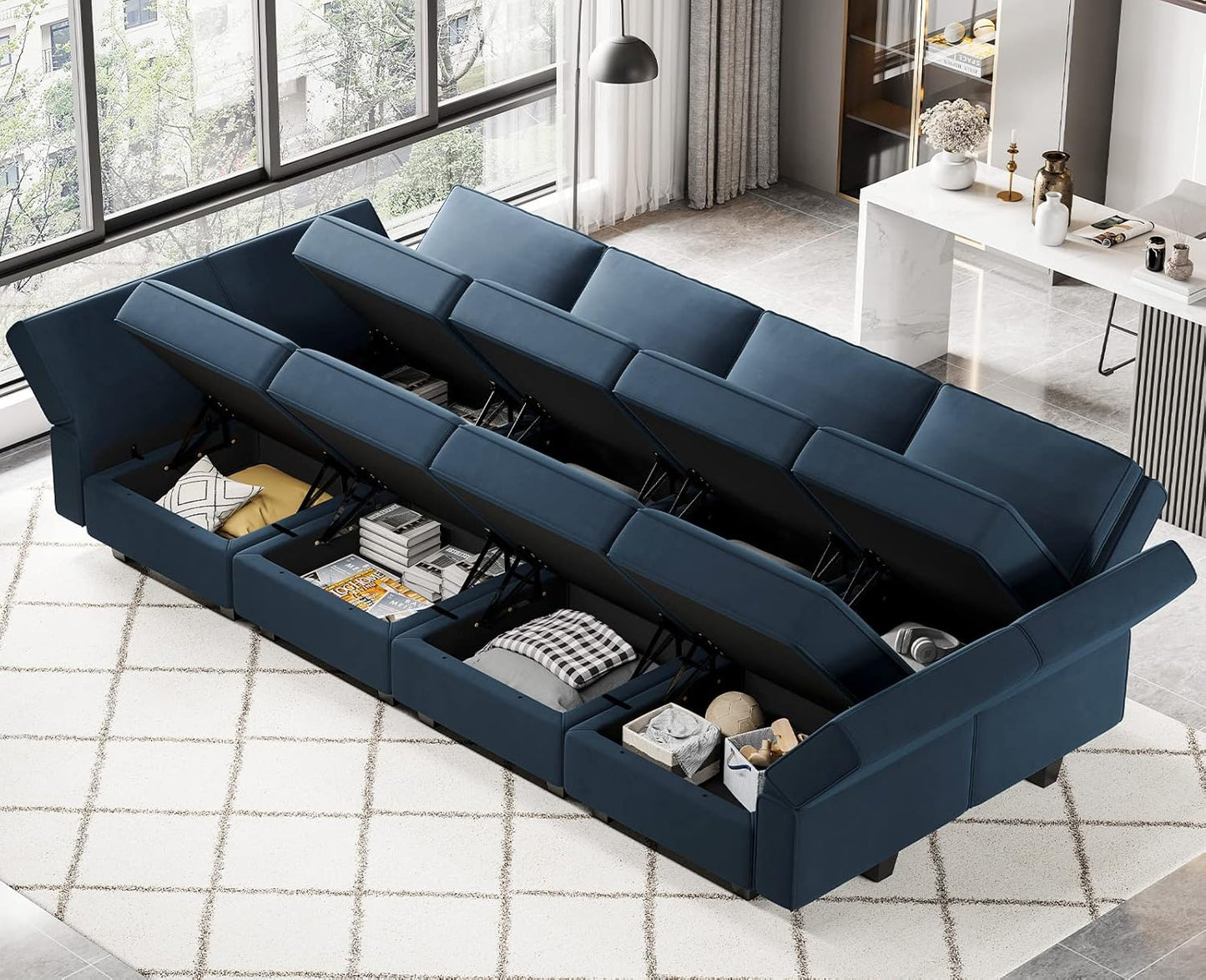 Belffin Modular Sectional Sofa with Storage Chaises Sectional Sleeper Sofa Couch 8 Seat Sectional