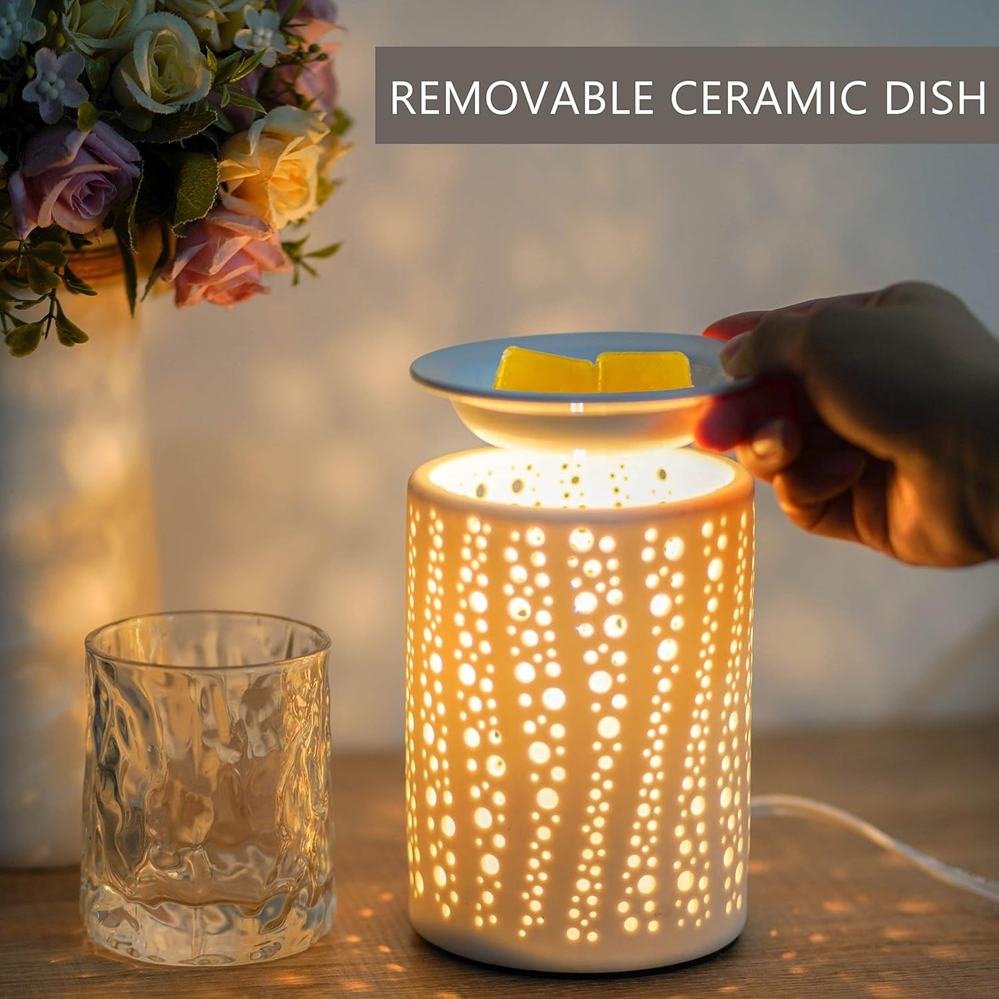 PALANCHY Wax Melt Warmer with Timer Electric Candle Wax Warmer Ceramic Oil Burner with 2/4/8 Hr