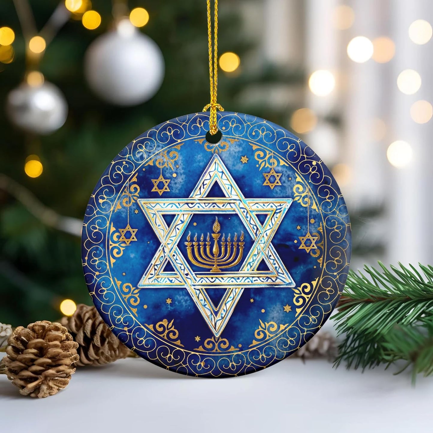 FLAGWIX Hanukkah Gifts for Men Women - Ceramic Christmas Ornaments 2025 for Tree Decorations