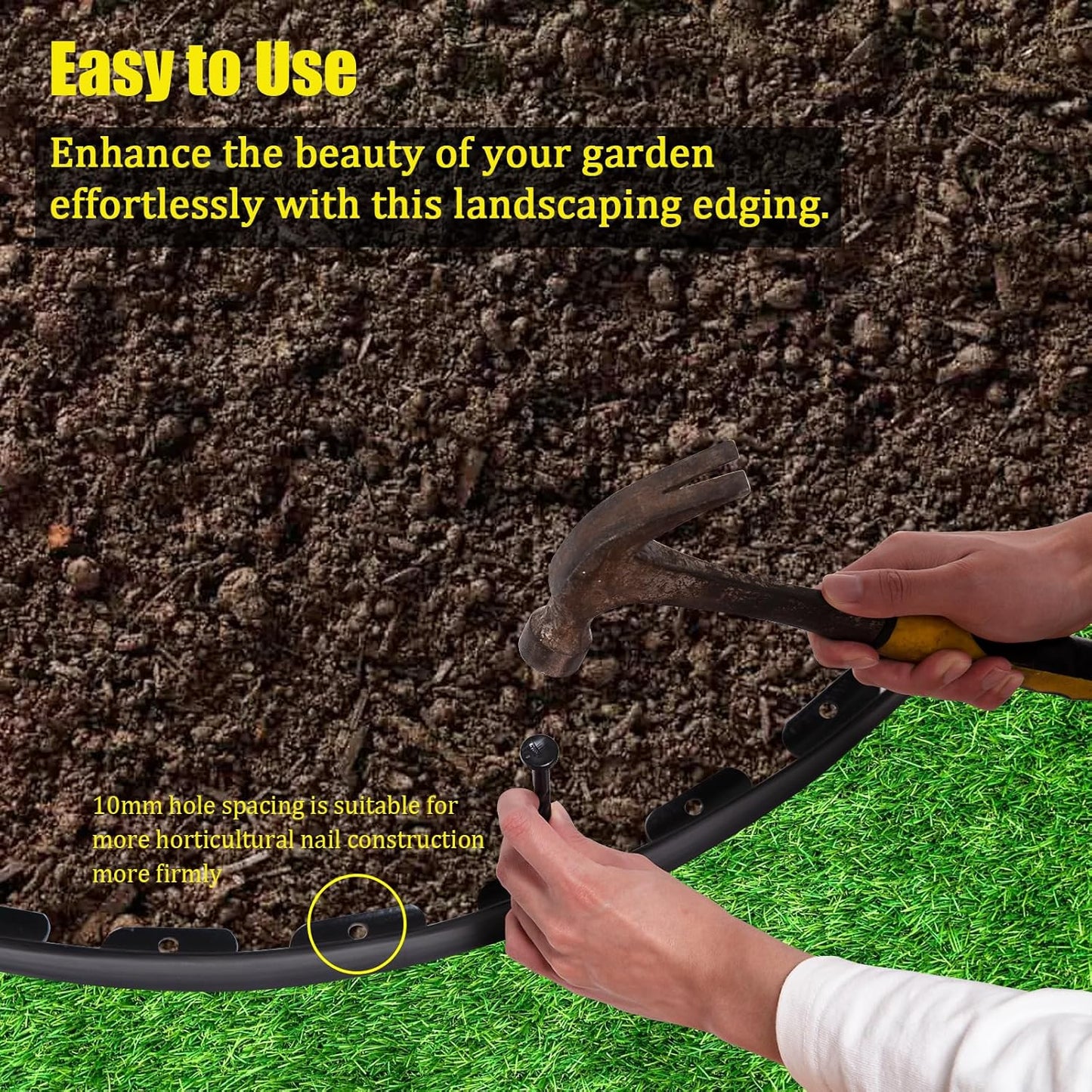 Landscape Edging 2 Inch Tall 100 FT, Garden Edging Border with 5 Pcs Connectors and 60 Pcs