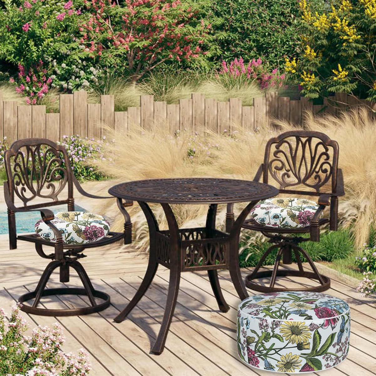 FUNHOME Inflatable Outdoor Ottoman with Air Pump,20"x9" Portable Patio Pouf,Water