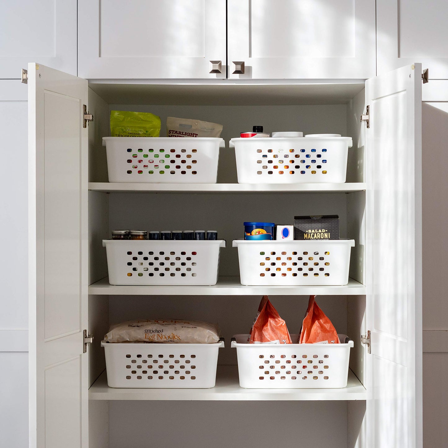 IRIS USA 6-Pack, Small Plastic Storage Basket, White