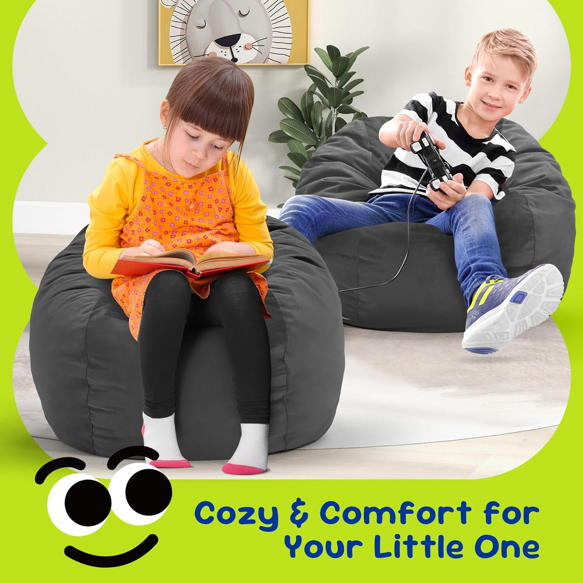 Hobestluk Bean Bag Chairs 2.5FT Bean Bag Chair with Memory Foam Filled & Machine Washable