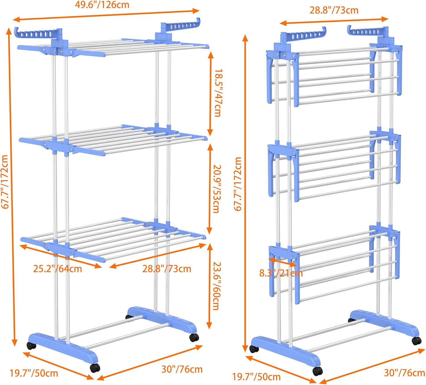 HOMIDEC Clothes Drying Rack, Large 4-Tier Foldable Drying Rack Clothing(67.7H x 19.7W x 30L