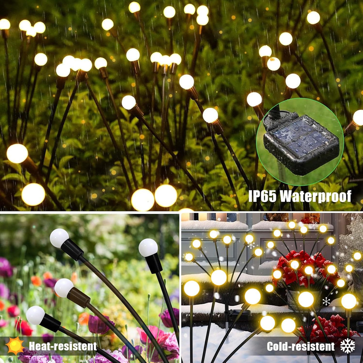 Solar Garden Lights Outdoor, 10 Pack 60LED Waterproof Solar Powered Lights for Yard Pathway Patio