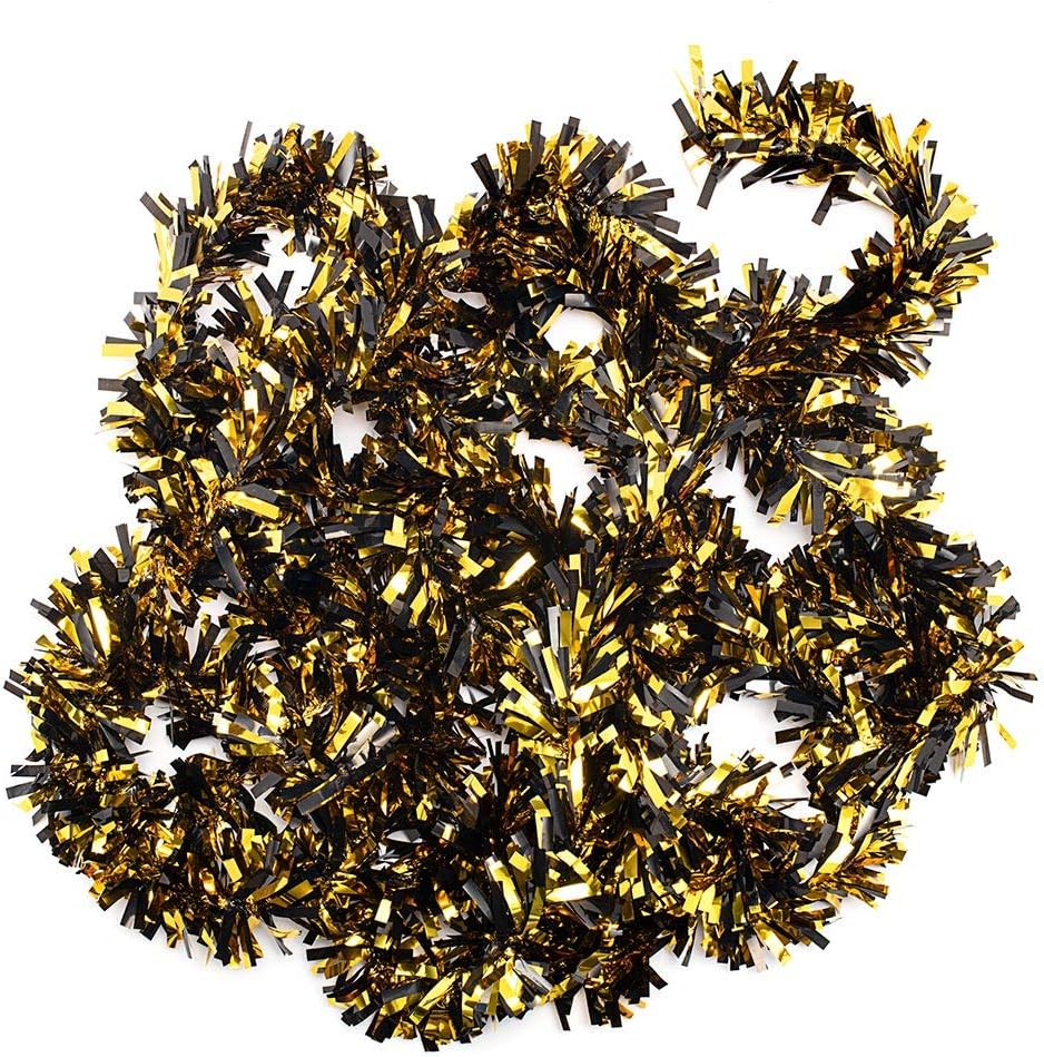 Anderson's Black & Gold Metallic Tinsel Twist for Trailer Or Golf Cart, 4 inches Wide x 25 ft Long