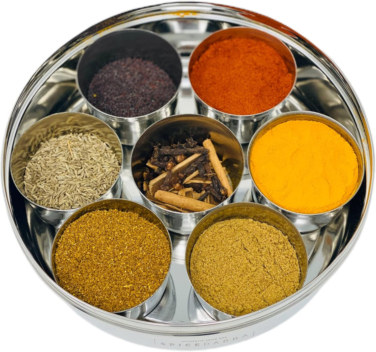 spice dabba Stainless Steel Indian Spice Box, Steel Masala Dabba, Double Lid Spice Container | Gift