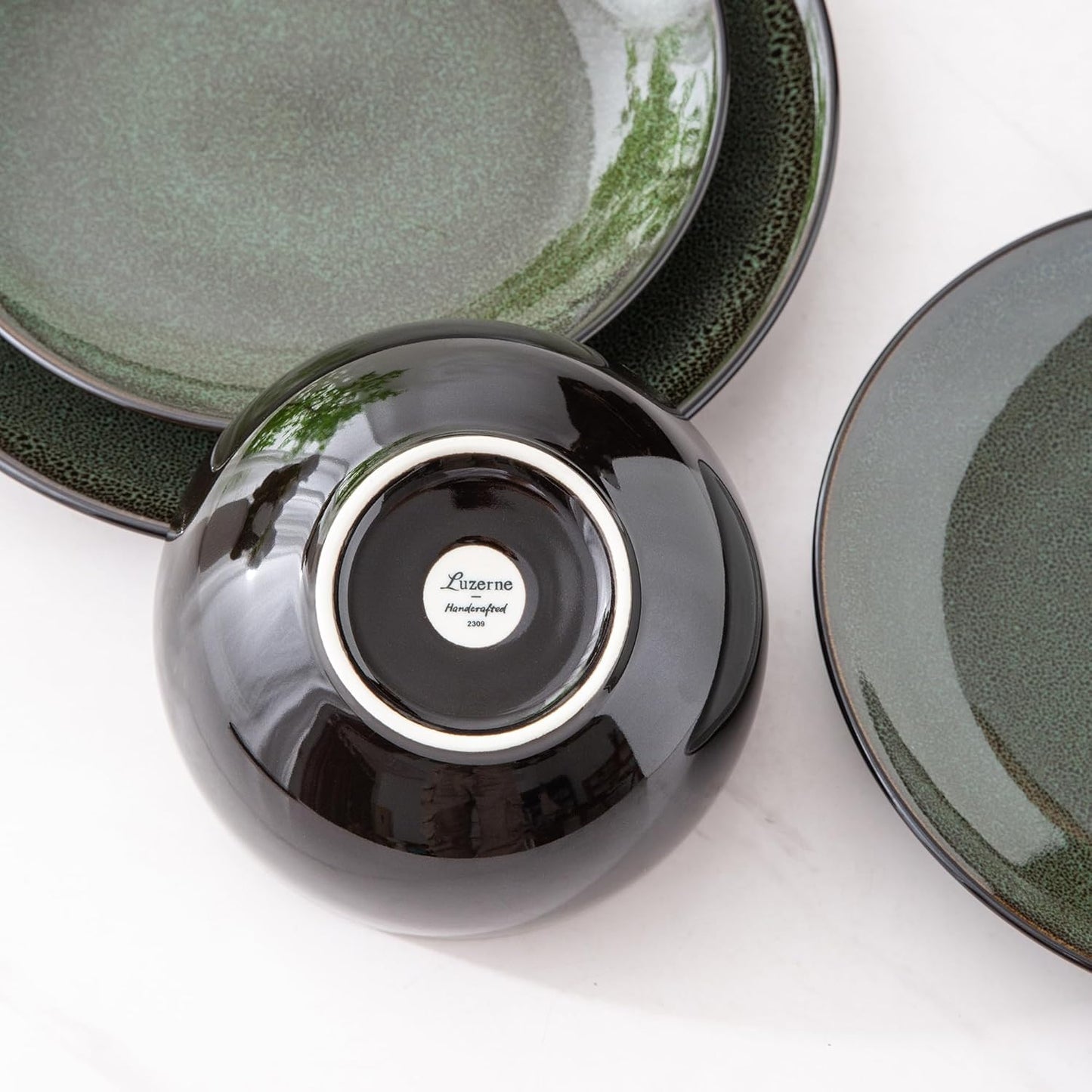 LERATIO Ceramic Dinnerware Sets for 4,Handcraft Stoneware Plates and Bowls Sets,Highly Chip and