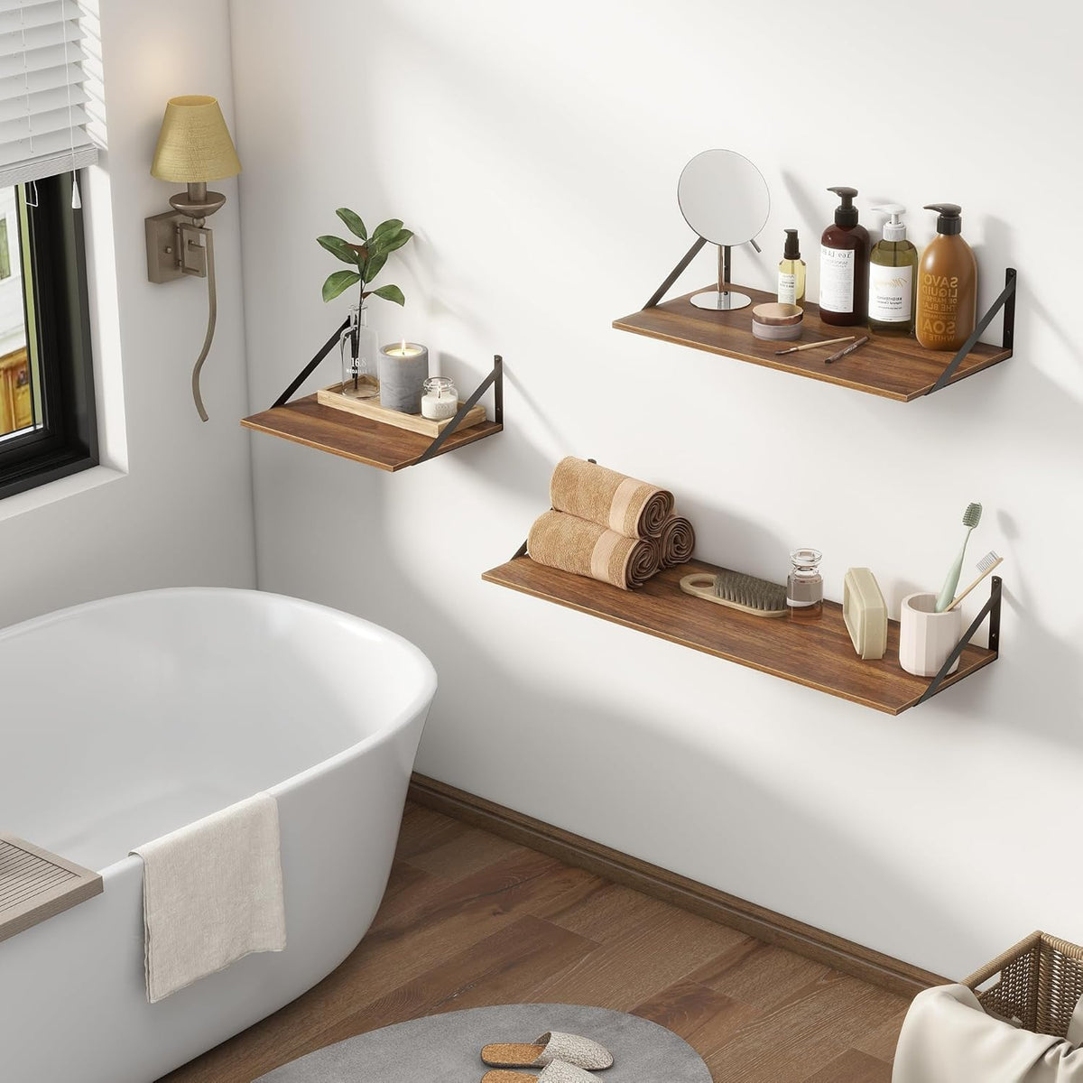 Deep Floating Shelves for Wall, 12 Inch Deep Floating Shelves Set of 2, 16"W x 12"D Wall Shelf