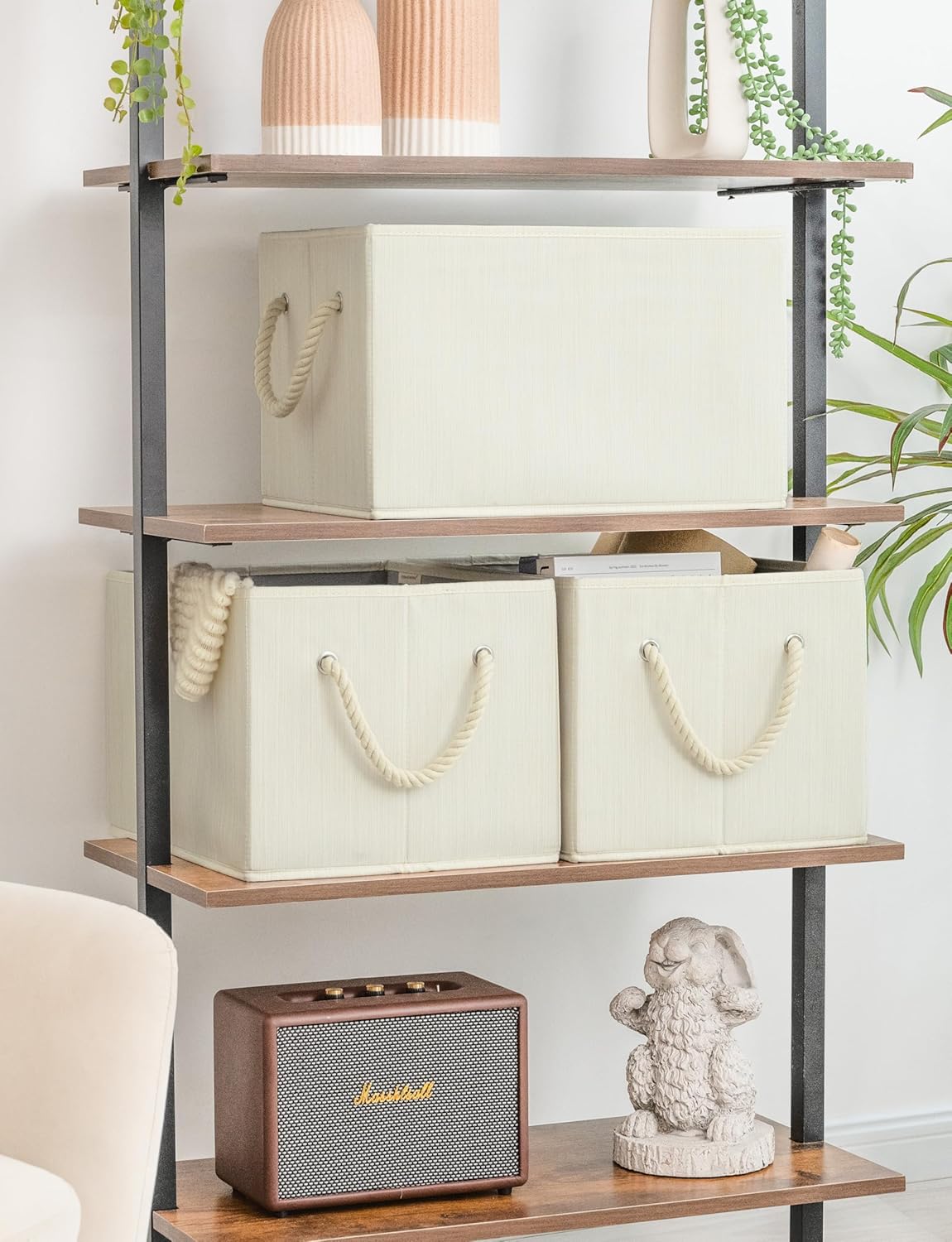 StorageWorks Storage Baskets for Shelves, Foldable Fabric Closet Storage Bins with Handles, Fabric