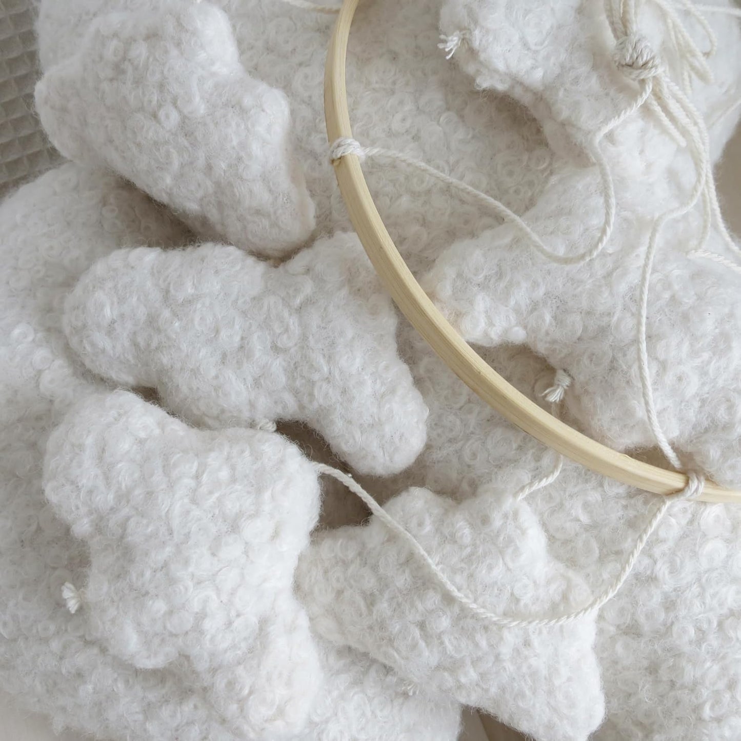 Cloud Mobile for Crib Boho Baby Mobile for Crib Bassinet Boucle Cloud Crib Mobile for Girls Boys
