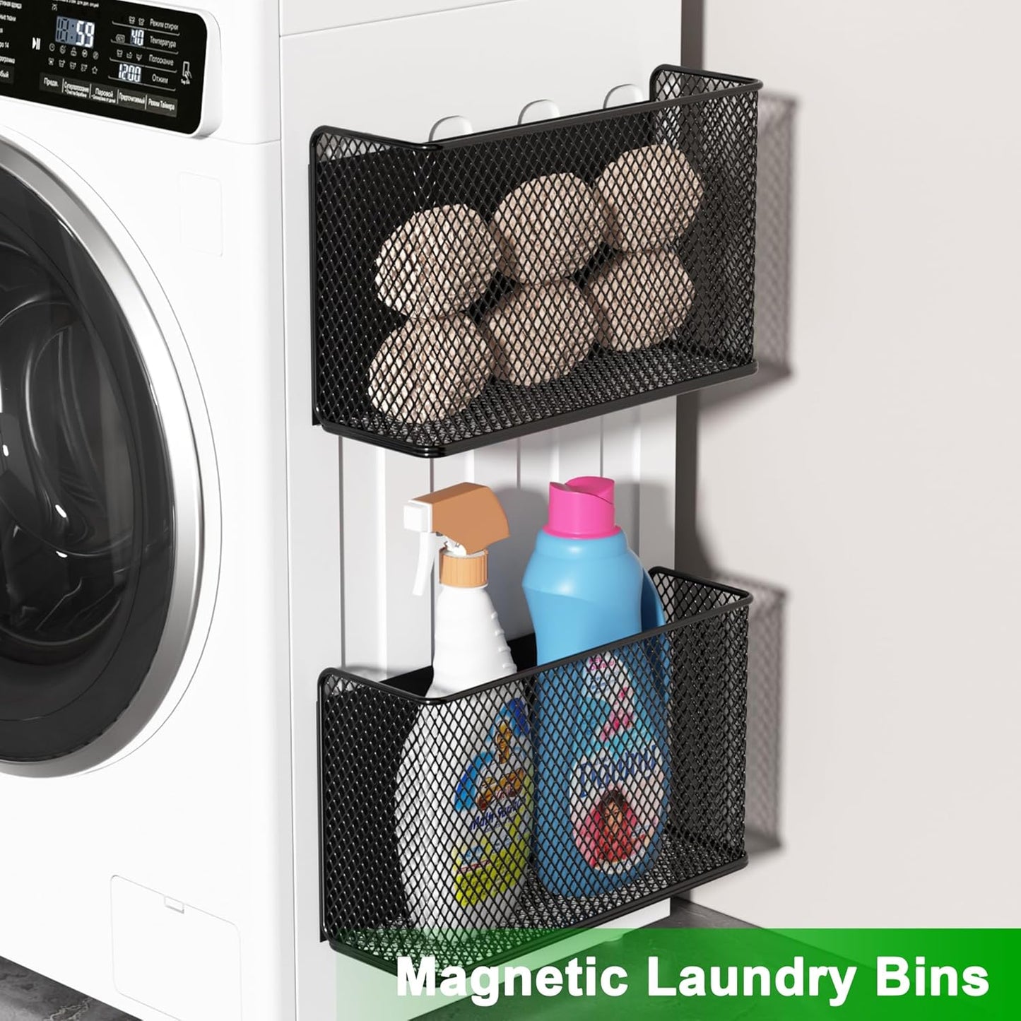 Magnetic Baskets Shelf Bins Organizer Holder Storage Rack Containers for Fridge, Whiteboard, Locker