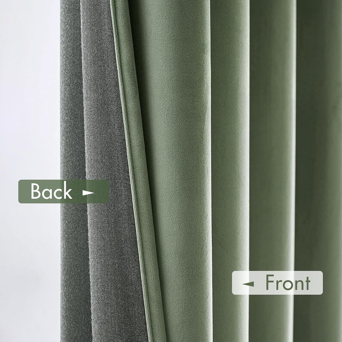 MIULEE Velvet Curtains Sage Green Thermal Insulated Blackout Curtain Drapes for Bedroom Living Room