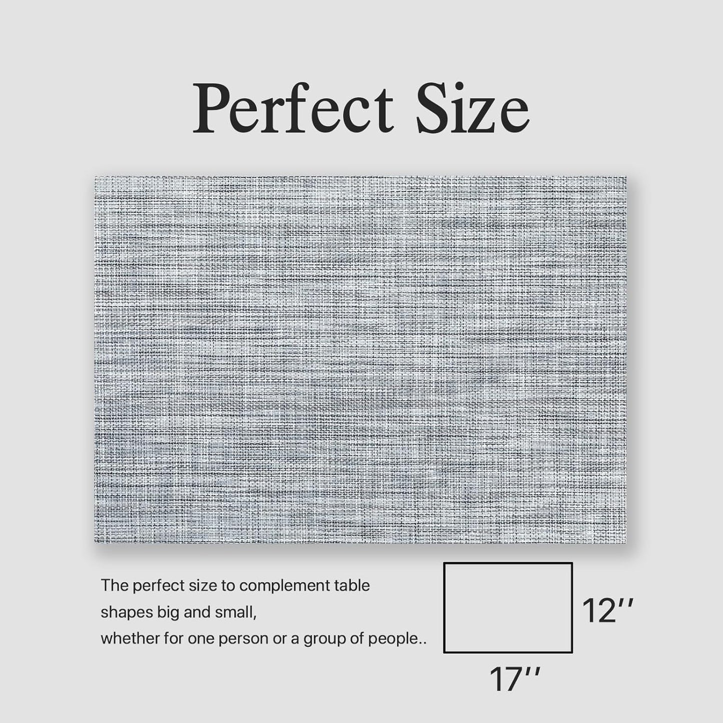 Placemats Set of 8 - Easy Clean Woven Vinyl Placemats for Dining Table, Indoor/Outdoor Place Mats