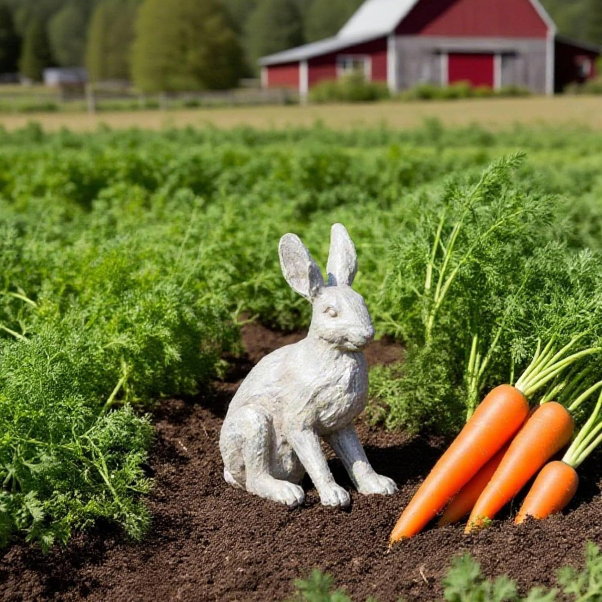 DiliComing Grey Resin Rabbit Garden Statue - Large Garden Statues for Home Yard Decor Garden