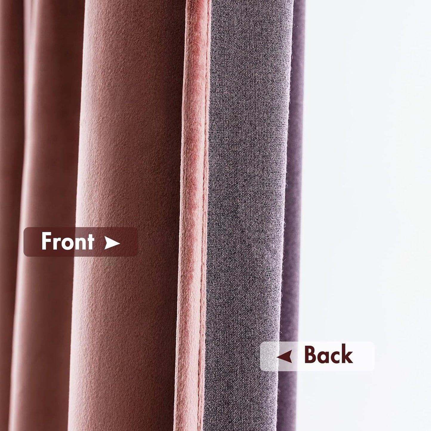 MIULEE Dusty Rose Pink Velvet Curtains Thermal Insulated Blackout Curtain Drapes for Bedroom Living