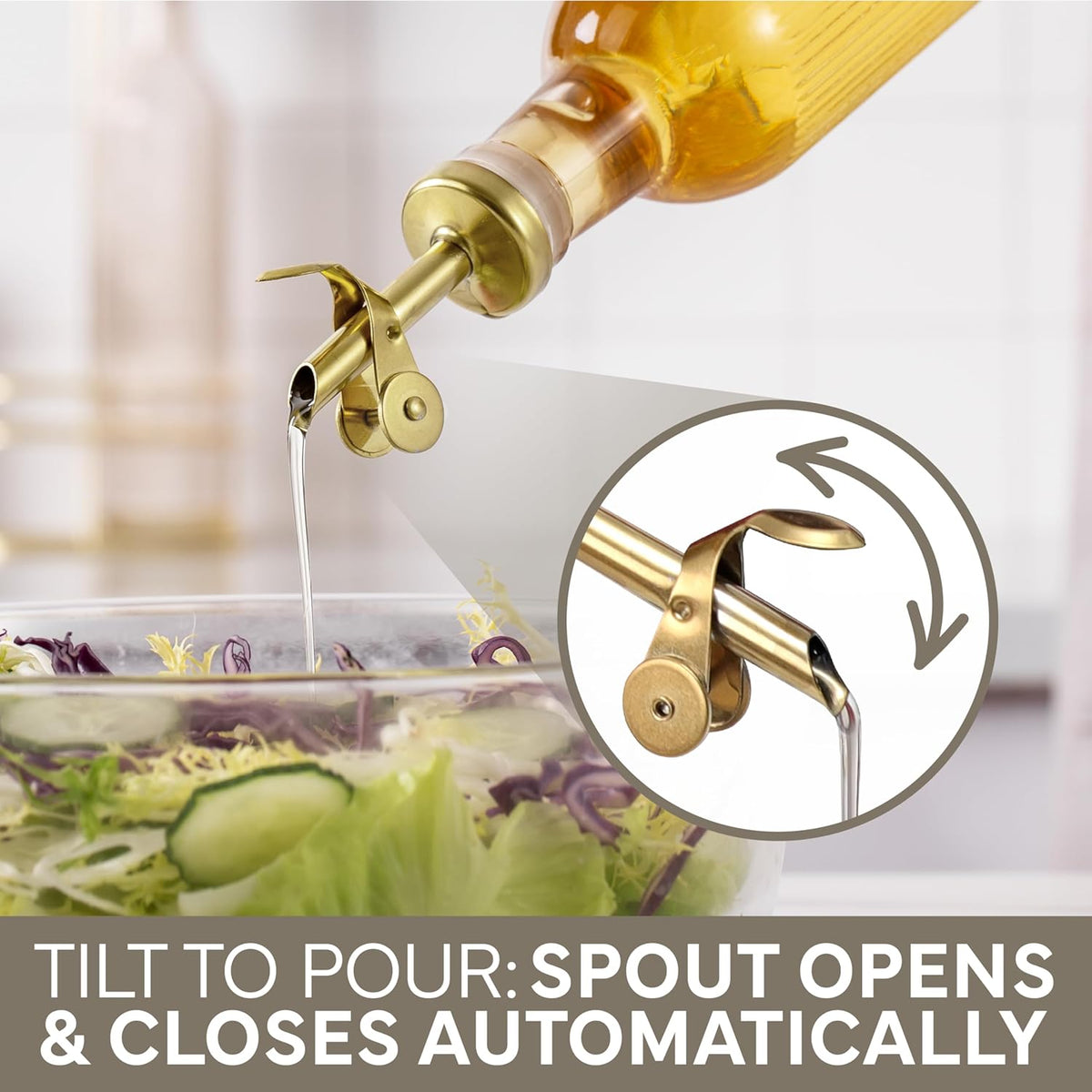 COOK WITH COLOR Glass Olive Oil Bottle Dispenser - 2 Pack- 17oz Oil and Vinegar Cruet - Olive Oil