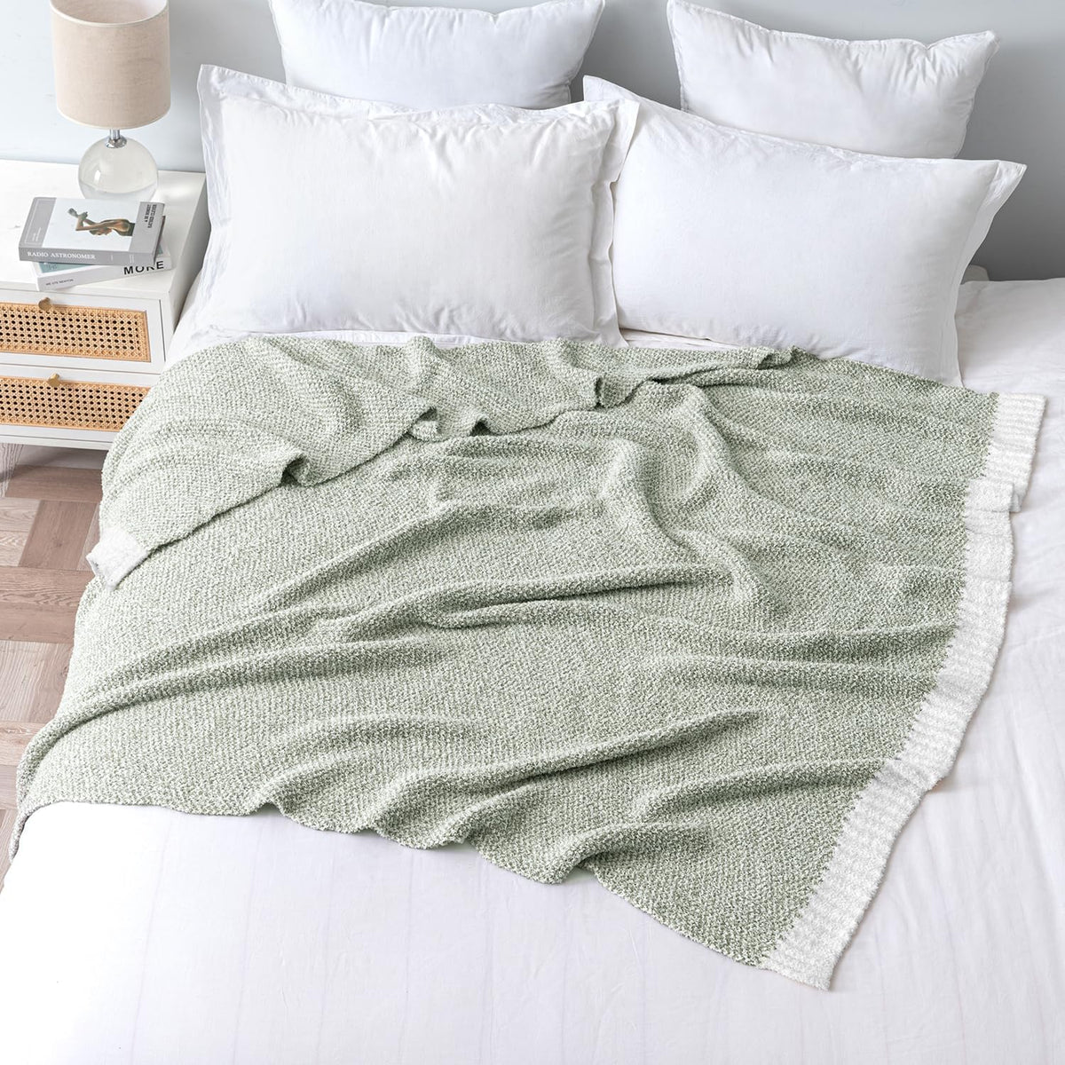 MIULEE Sage Green Super Soft Throw Blanket for Couch, Cozy Fluffy Warm Throws Knit Blankets for
