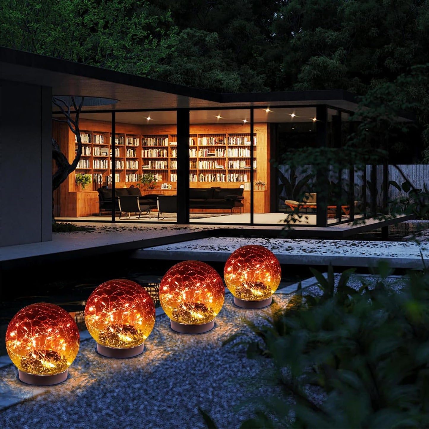 Solar Globe Lights Outdoor Waterproof-Solar Balls-Solar Garden Lights-Orbs for Outside 4 Pack