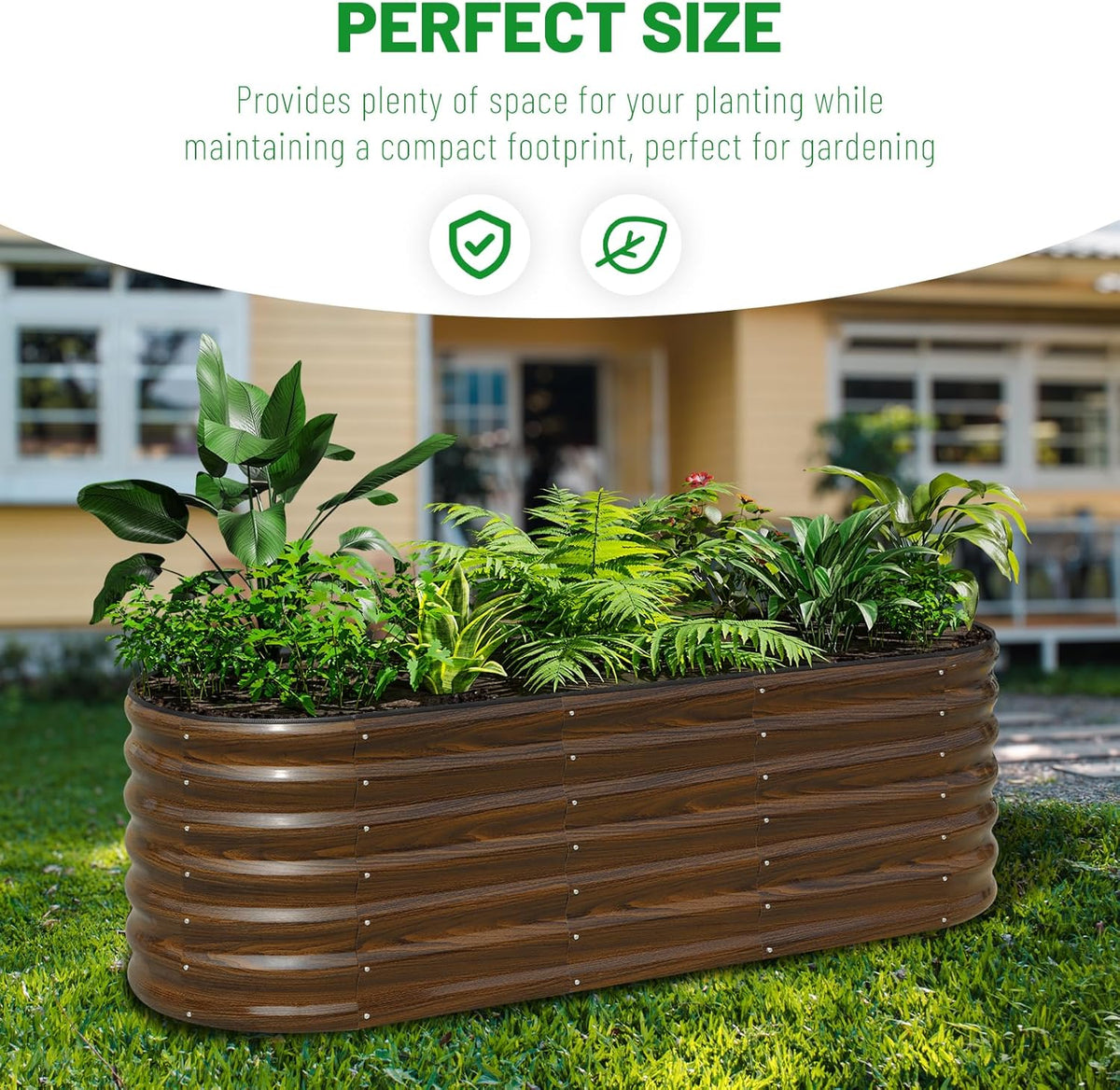 SnugNiture Galvanized Steel Raised Garden Bed, 6x2x2 ft, Outdoor Oval Deep Root Planter Box for