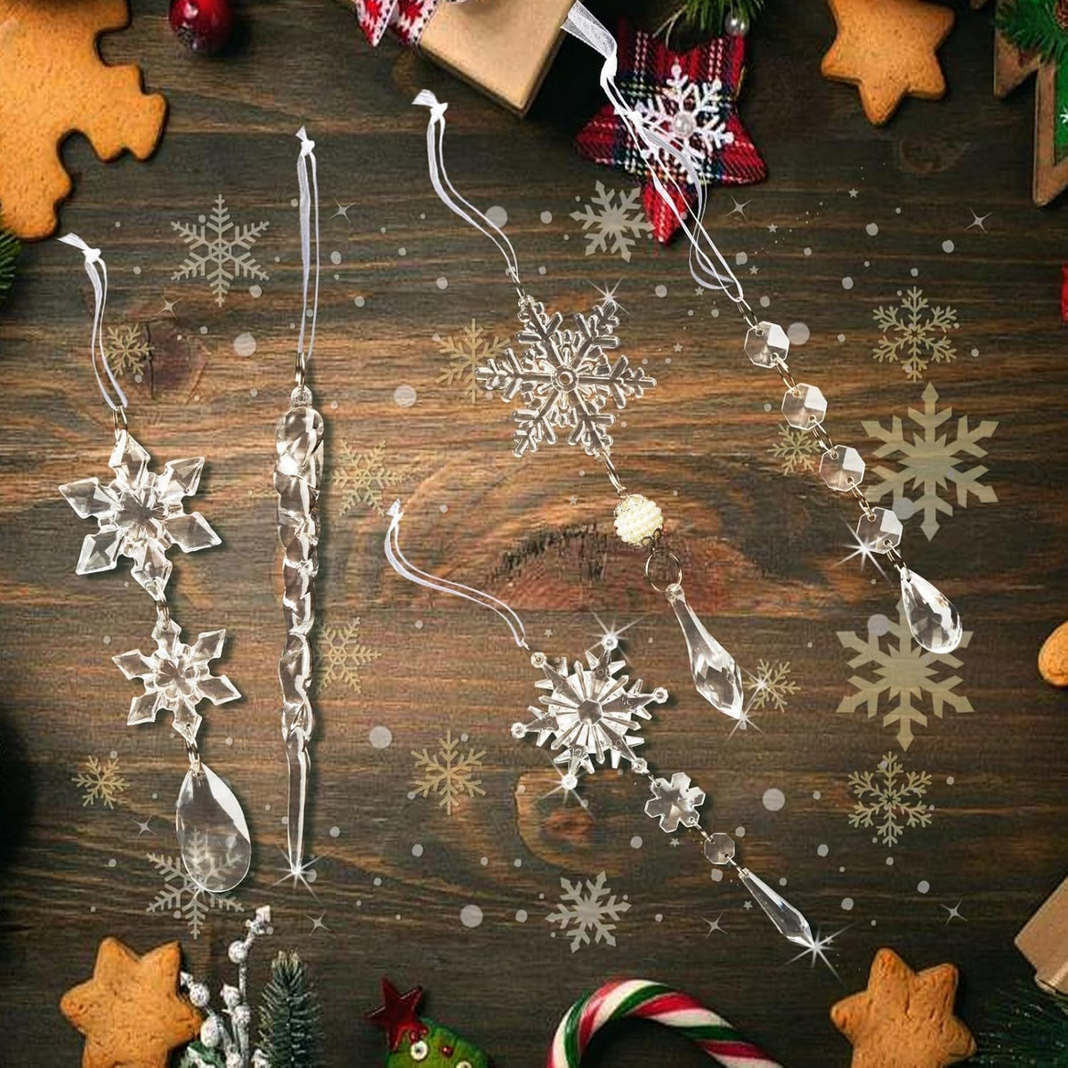 Christmas Tree Decoration Crystal Ornaments - 32pcs Acrylic Christmas Ornaments Snowflake Icicle