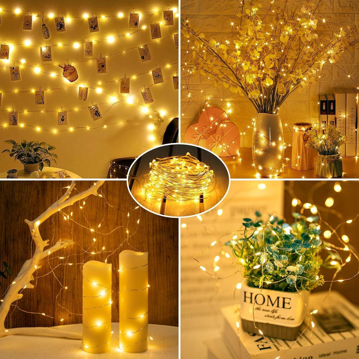 Fairy Lights Battery Operated String Lights - 12 Pack 7ft 20 LED Silver Wire Firefly Lights for