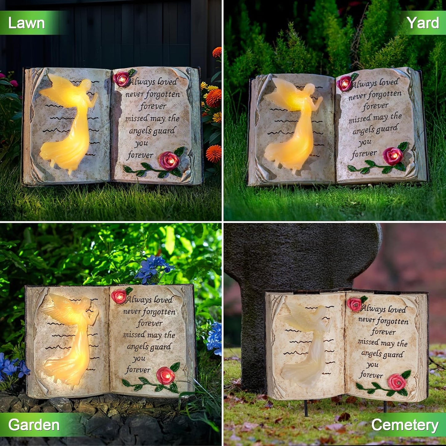 Outdoor Solar Angel Garden Stakes Lights, Waterproof Memorial Grave Decorations Gifts for Cemetery