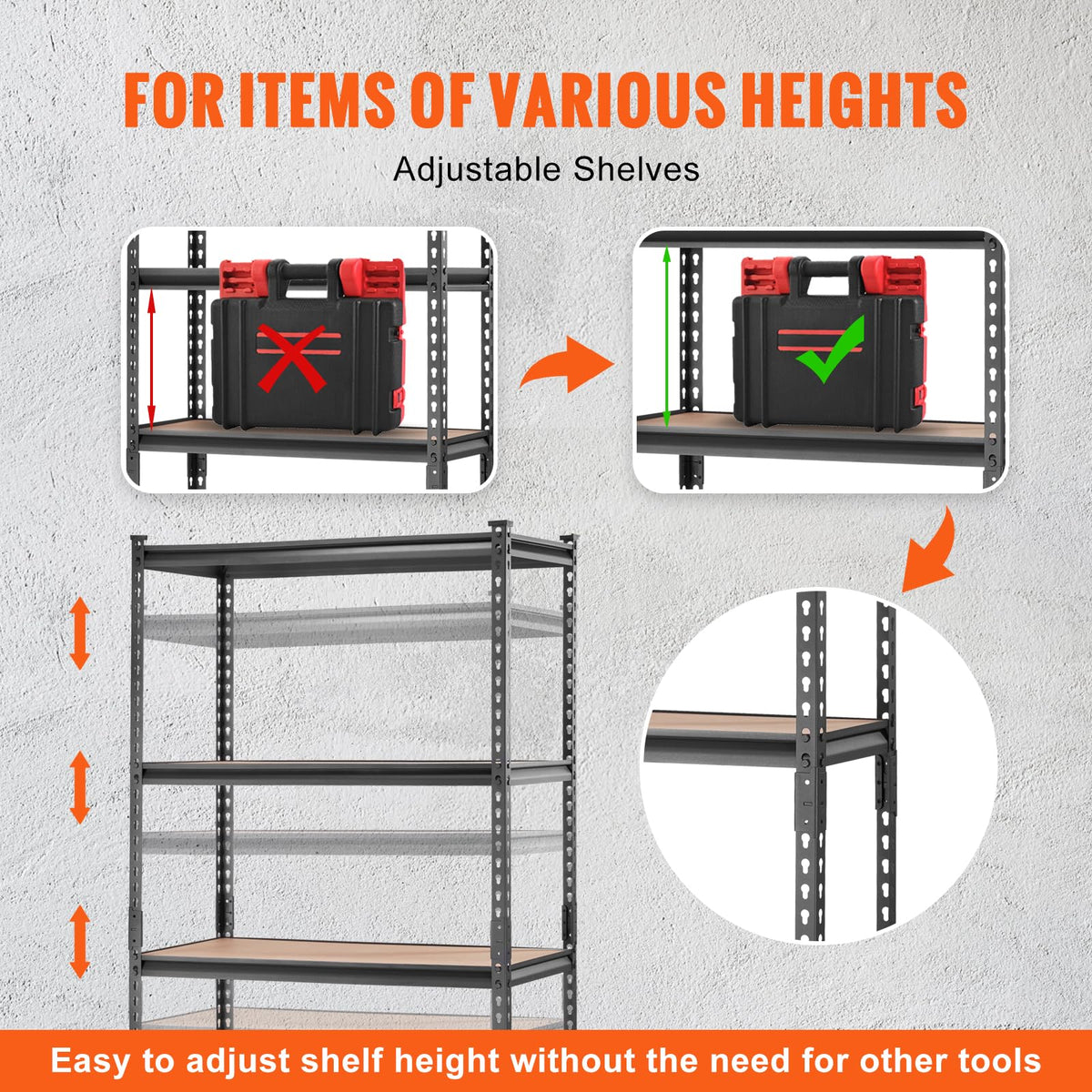 VEVOR Storage Shelves 5-Tier Adjustable 2000 lbs 36"x18"x72" Shelving Unit