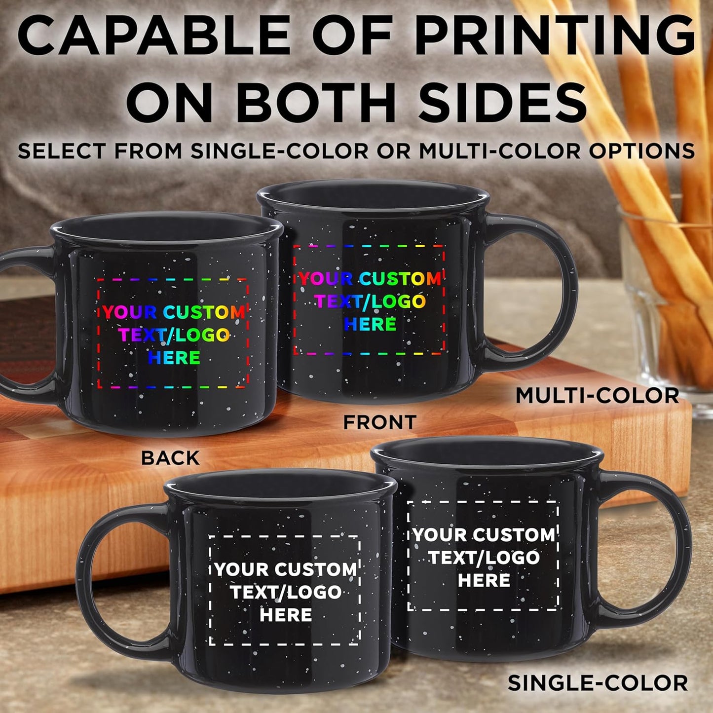 DISCOUNT PROMOS Custom Ceramic Campfire Coffee Mugs 13 oz. Set of 1, Personalized Bulk Pack